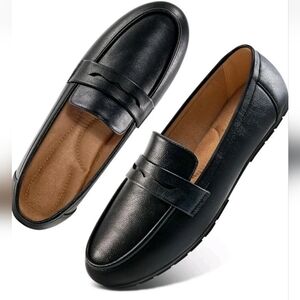 NEW Black Penny Loafers Non Slip Shoes Flats Driving Moccasins Memory Foam 9.5